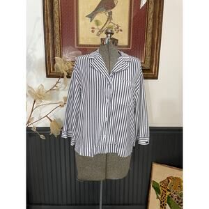 Petite Plume Women’s XS Pima Cotton Striped Pajama Top Button Front